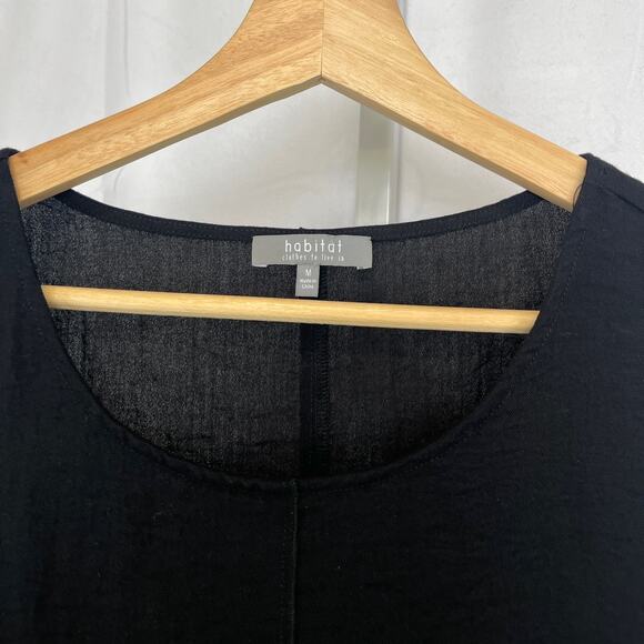 HABITAT Textured Woven Tank Top Seamed Pullover Rayon Nylon Black Size M - Picture 3 of 8